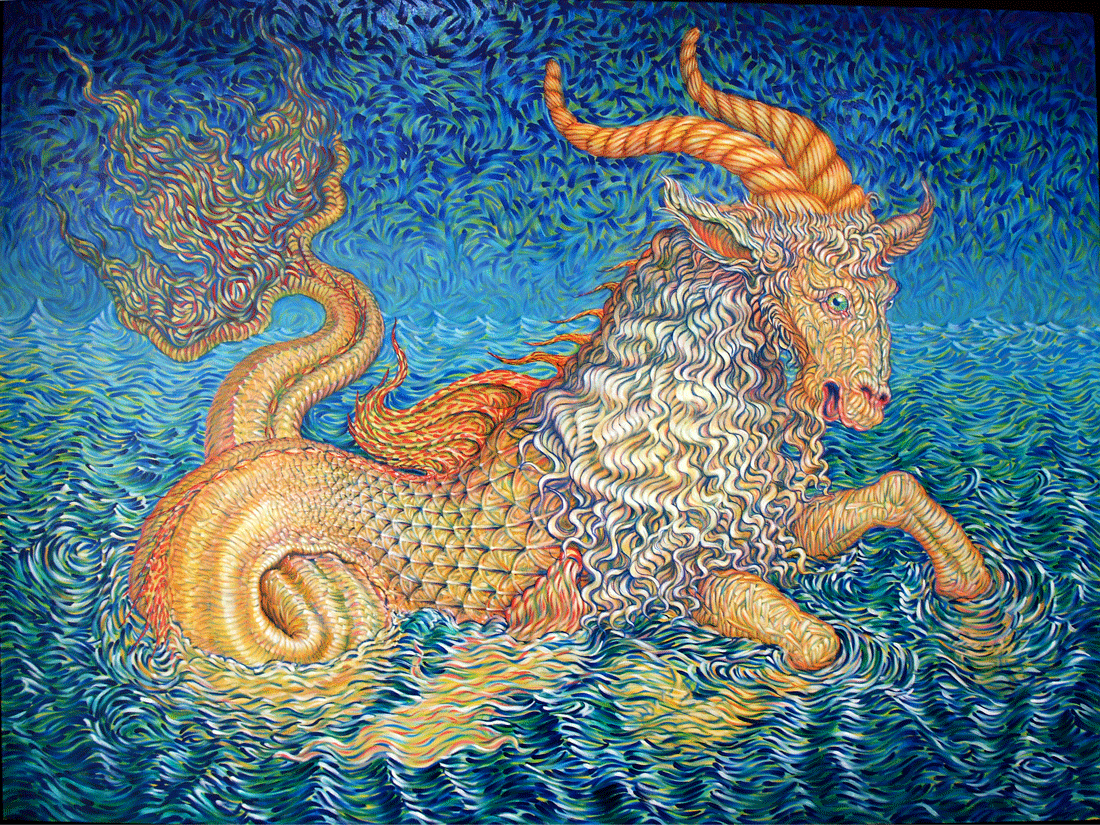 Capricorn painting adapted from zodiacal prints by Richard D Serros 