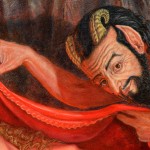 Between Purity and Passion (satyr head detail), the satyr and the beautiful maiden in the cave by Richard D Serros.